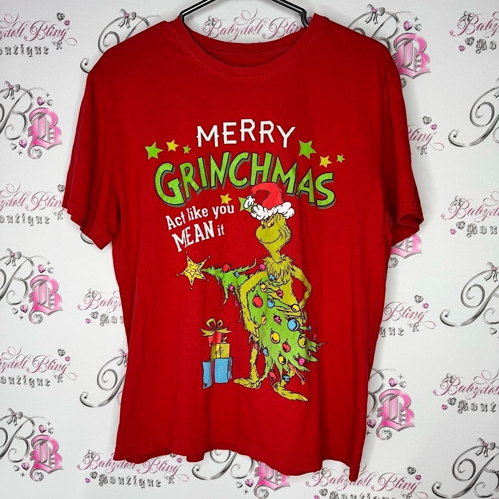The grinch dr.Seuss Red Grinchmas T-Shirt act like you mean it Christmas